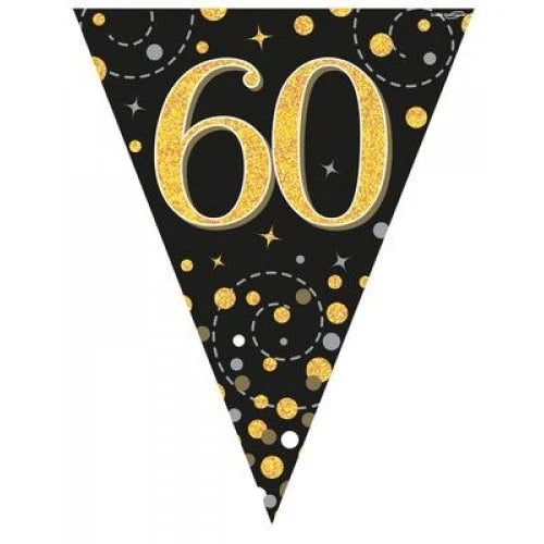 Sparkling Fizz 60th Black & Gold Bunting