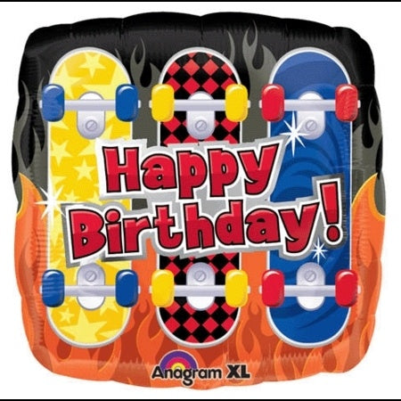 Birthday Skateboards Foil Balloon