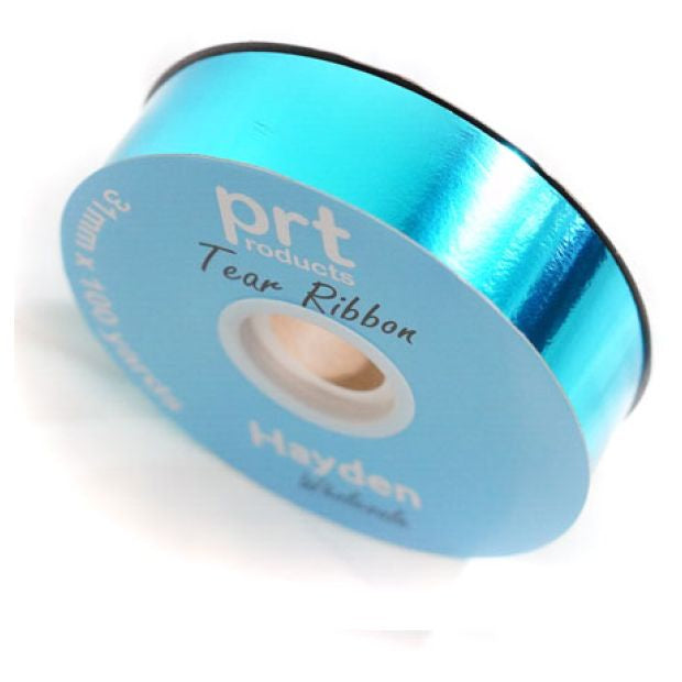 Caribbean Blue Metallic Tear Ribbon
