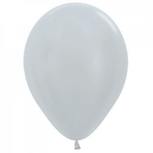 Pearl Silver 30cm Latex Balloons Bag of 100