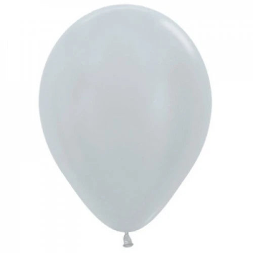 Satin Silver 30cm Latex Balloons 25 Pack