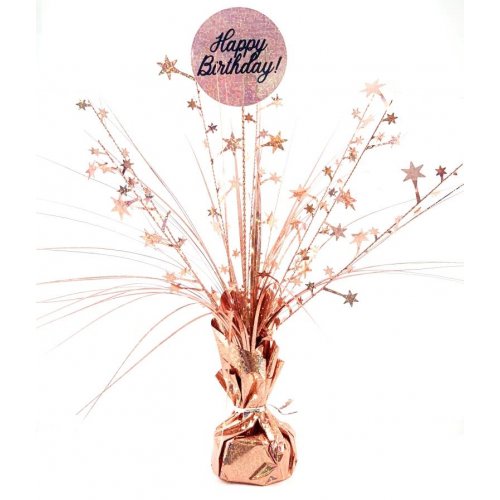 Happy Birthday Centrepiece - Holographic Rose Gold