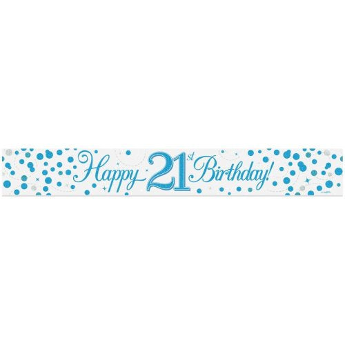 Sparkling Fizz Blue 21st Birthday Banner