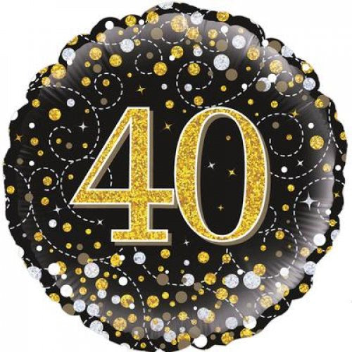 Sparkling Fizz Black and Gold 40 Foil Balloon
