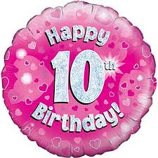 10th Birthday Pink Holographic Foil Balloon