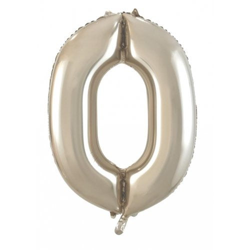 Champagne 86 cm Number 0 Supershape Foil Balloon