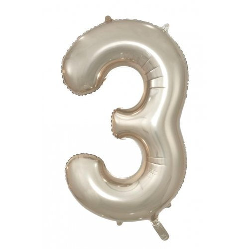 Champagne 86 cm Number 3 Supershape Foil Balloon