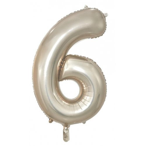 Champagne 86 cm Number 6 Supershape Foil Balloon