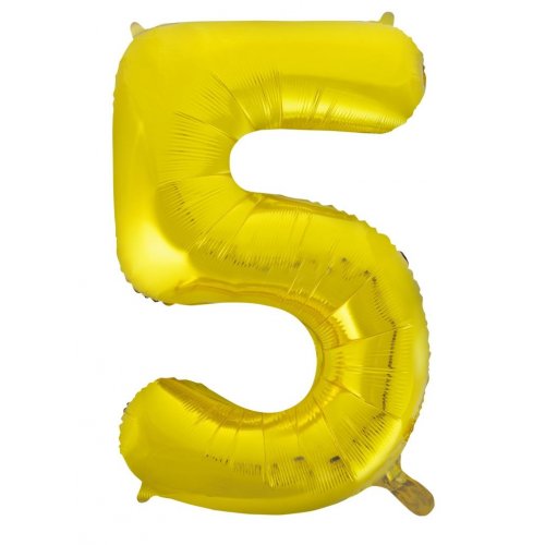 Gold 86 cm Number 5 Supershape Foil Balloon