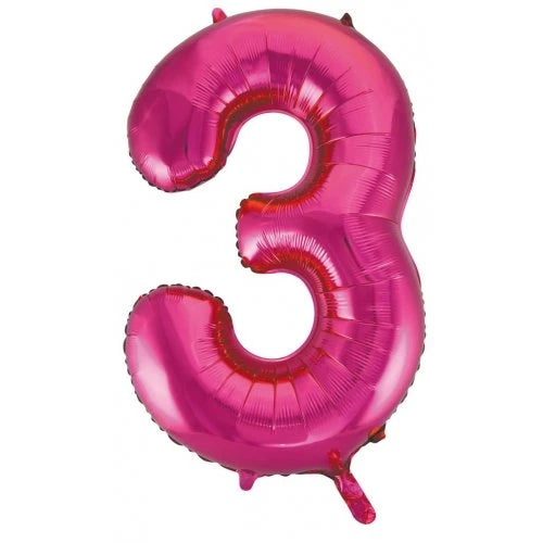 Magenta Number 3 Supershape Foil Balloon
