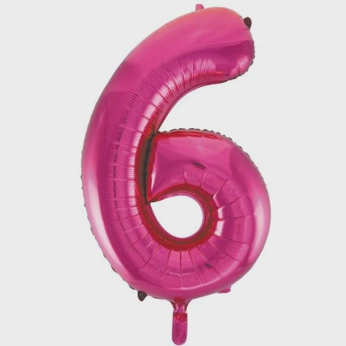 Magenta Number 6 Supershape Foil Balloon