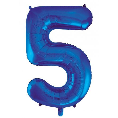 Blue Number 5 Supershape Foil Balloon
