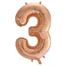 Rose Gold Number 3 Supershape Foil Balloon