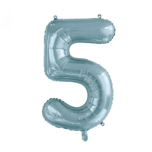 Light Blue Number 5 Supershape Foil Balloon