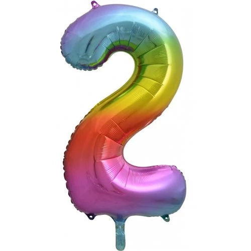 Rainbow Number 2 Supershape Foil Balloon