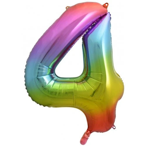 Rainbow Number 4 Supershape Foil Balloon