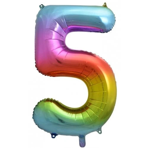 Rainbow Number 5 Supershape Foil Balloon