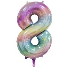 Pastel Rainbow Number 8 Supershape Foil Balloon