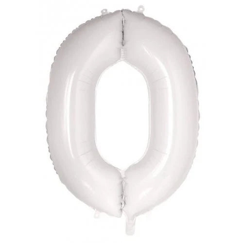 White Number 0 Supershape Foil Balloon