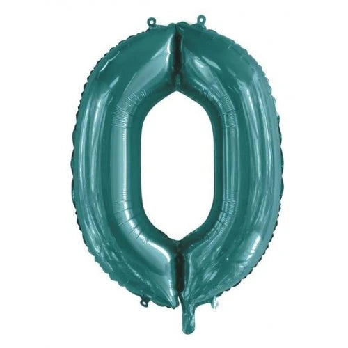 Teal Number 0 Supershape Foil Balloon