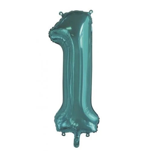 Teal Number 1 Supershape Foil Balloon
