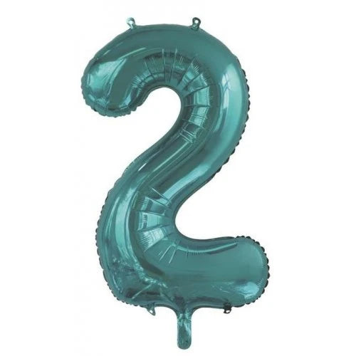 Teal Number 2 Supershape Foil Balloon