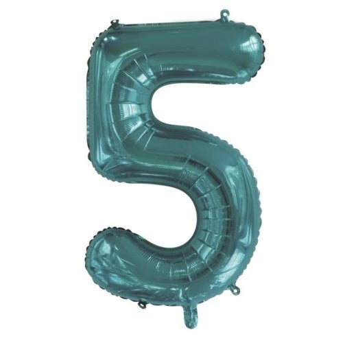 Teal Number 5 Supershape Foil Balloon