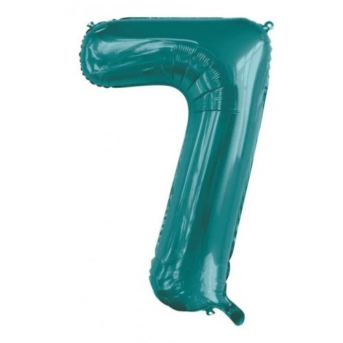 Teal Number 7 Supershape Foil Balloon