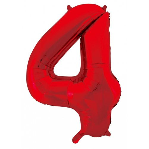 Red Number 4 Supershape Foil Balloon