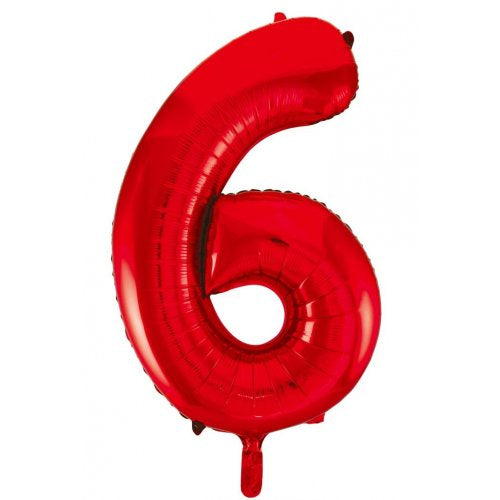 Red Number 6 Supershape Foil Balloon