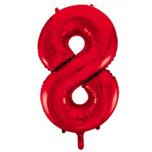 Red Number 8 Supershape Foil Balloon