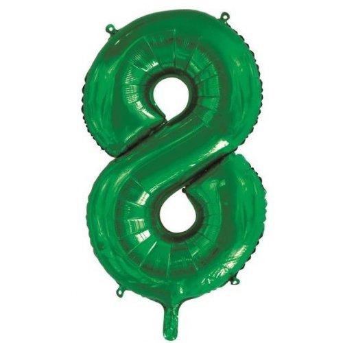 Green Number 8 Supershape Foil Balloon