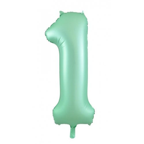 Matt Pastel Mint 86 cm Number 1 Supershape Foil Balloon