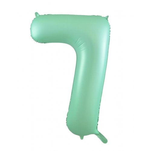 Matt Pastel Mint 86 cm Number 7 Supershape Foil Balloon