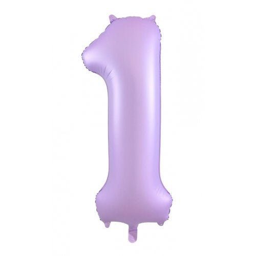 Matt Pastel Lilac 86 cm Number 1 Supershape Foil Balloon