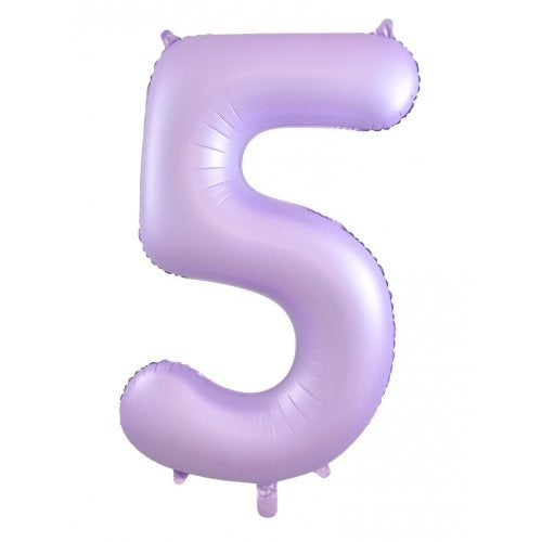 Matt Pastel Lilac 86 cm Number 5 Supershape Foil Balloon