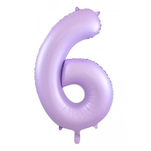 Matt Pastel Lilac 86 cm Number 6 Supershape Foil Balloon