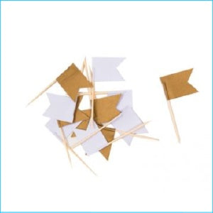 Cupcake Flags Gold 12pk