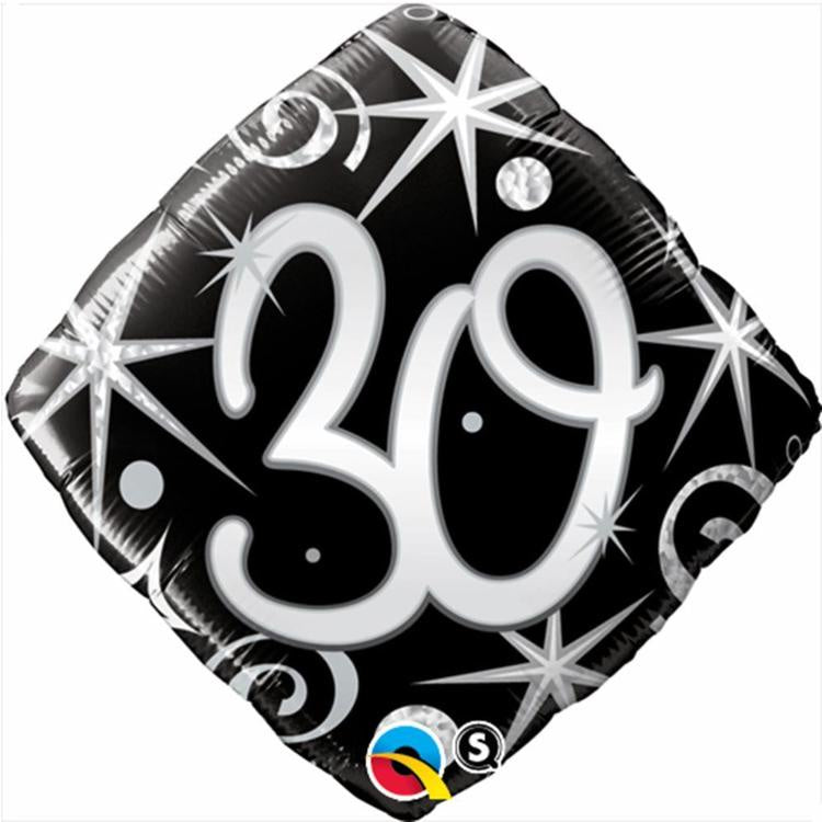 Elegant Sparkles and Swirls 30th Foil Balloon