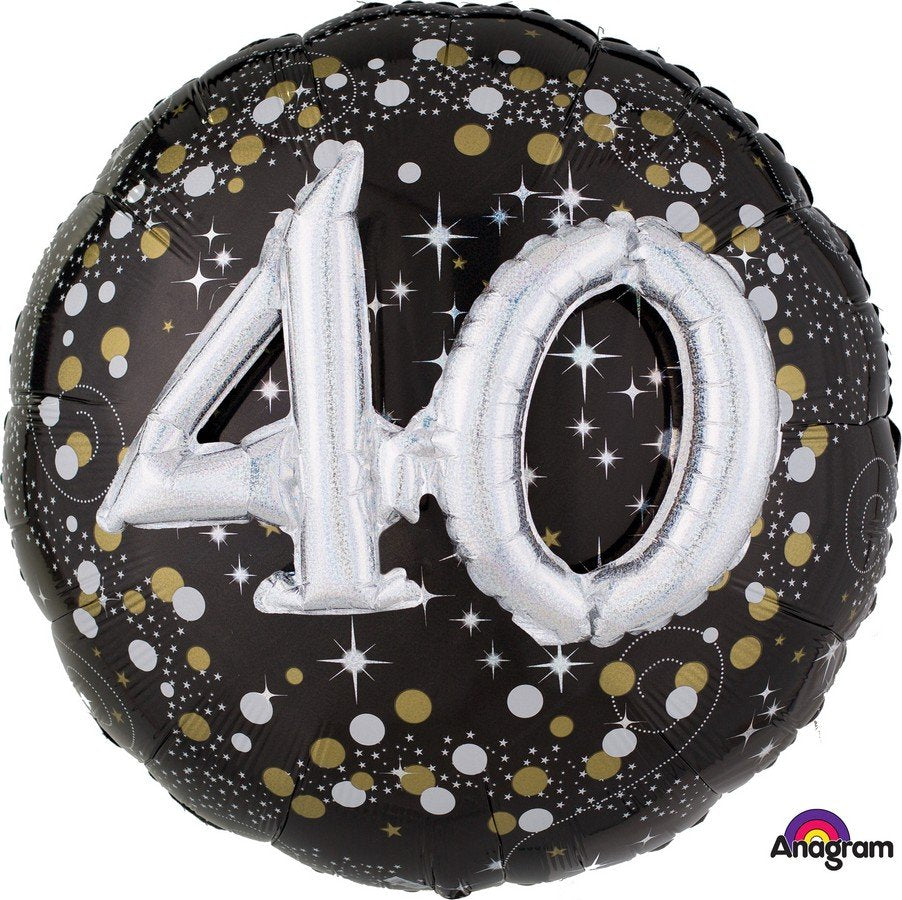 Holographic Sparkling 40th Birthday Balloon 81cm