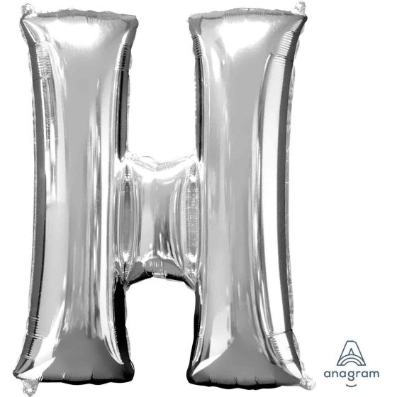 Silver Letter H Supershape Foil Balloon