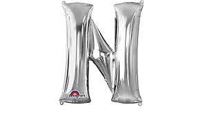 Silver Letter N Supershape Foil Balloon
