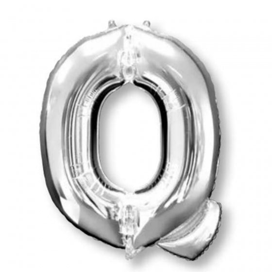 Silver Letter Q Supershape Foil Balloon