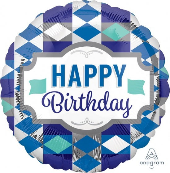 Blue Happy Birthday Tie Pattern Foil Balloon
