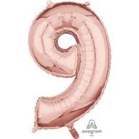 Number 9 Rose Gold Foil Balloon