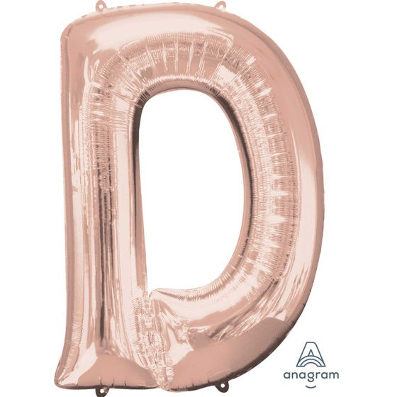 Rose Gold Letter D Supershape Foil Balloon
