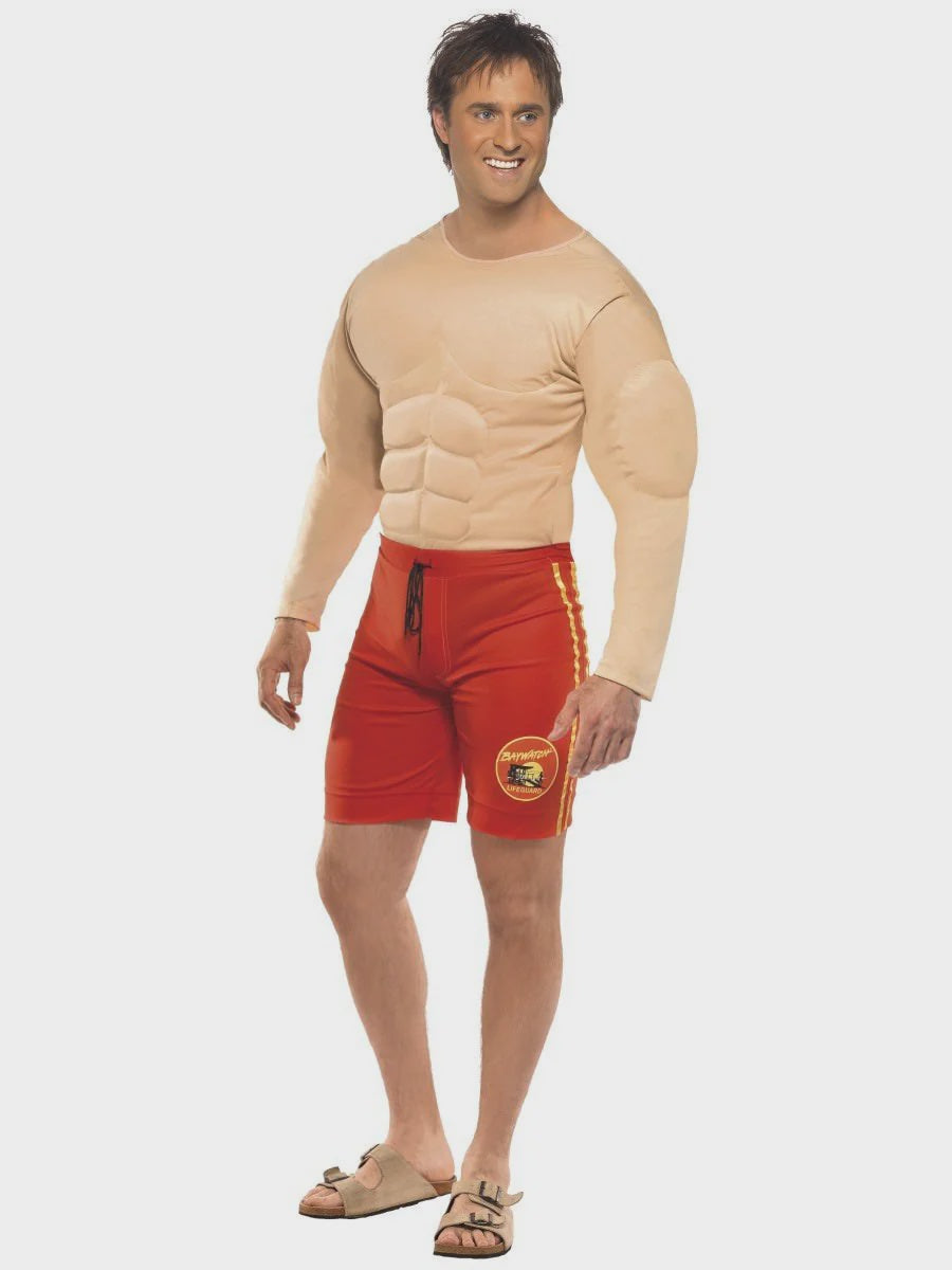 Baywatch Lifeguard Muscle Chest Mens Costume