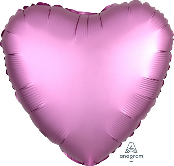 Flamingo Satin Luxe Heart Foil Balloon