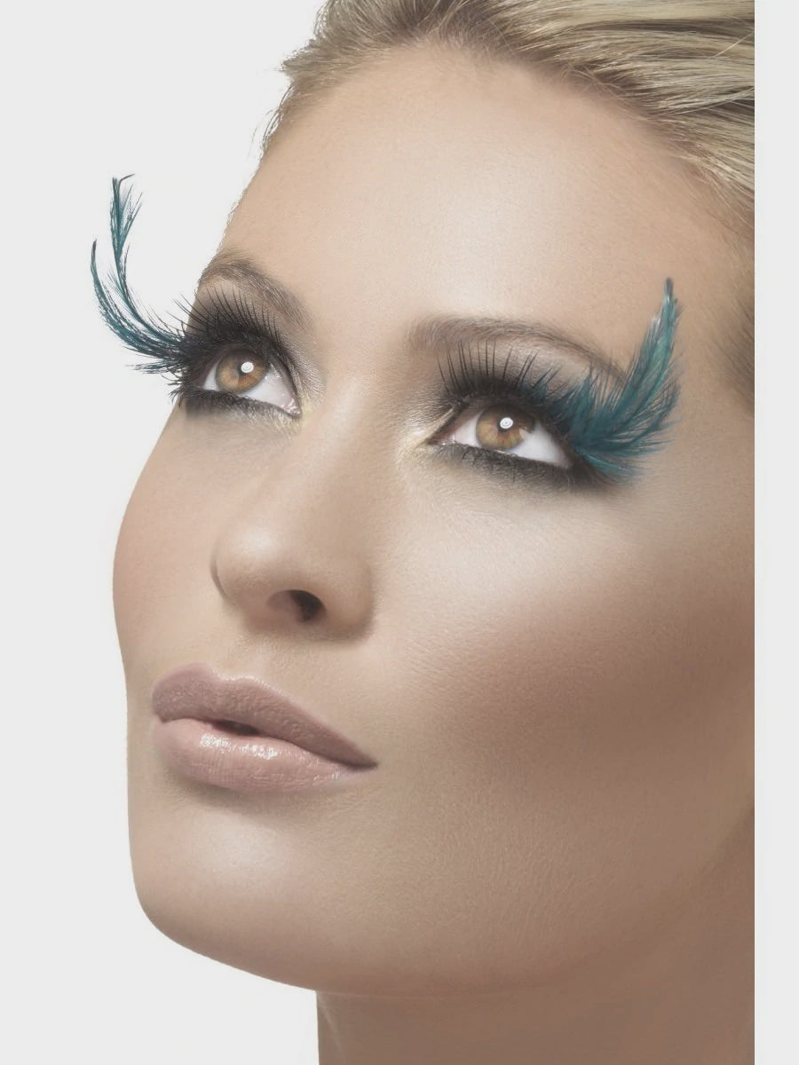 Black and Green Feather Plume Eyelashes