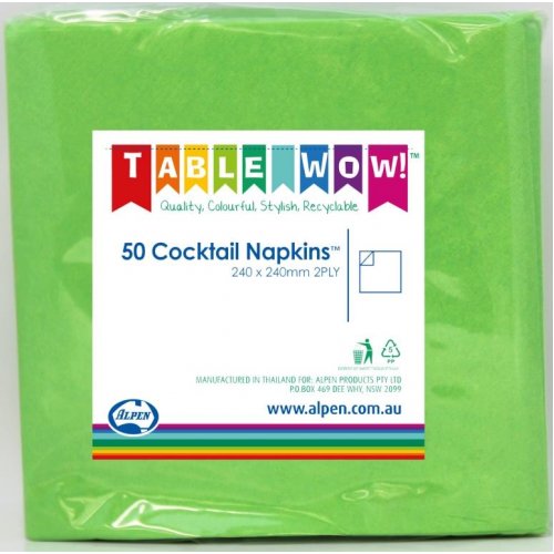 Lime Green Cocktail Napkins Pack of 50